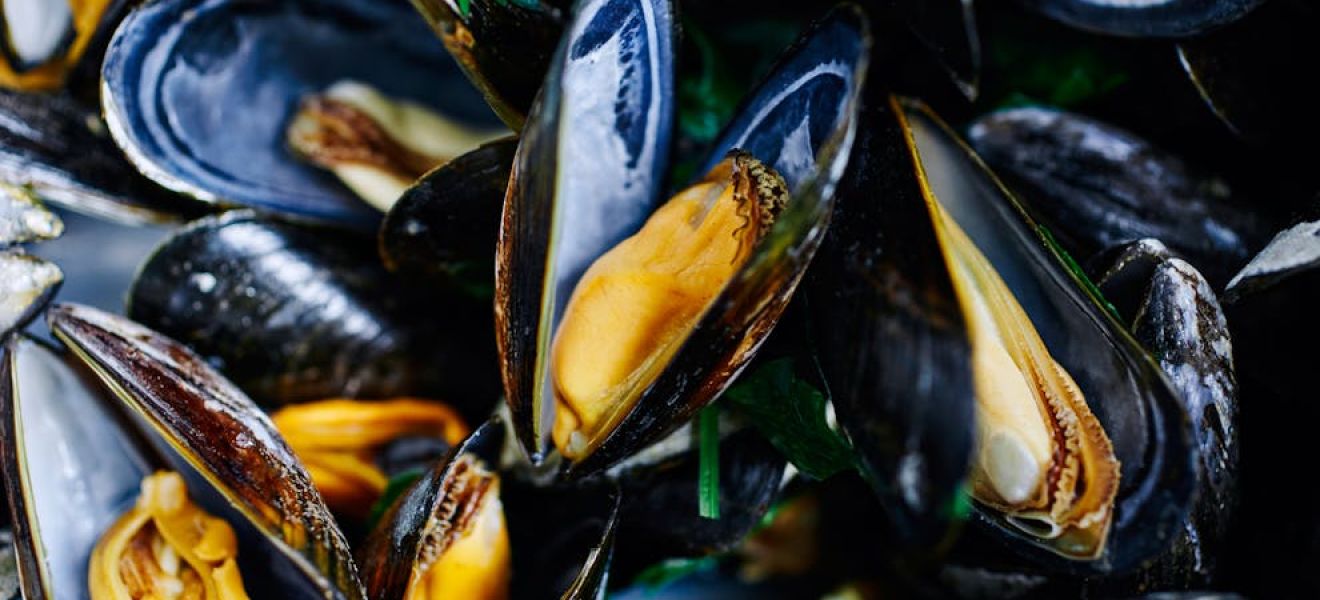 Pacific Seafood specialise in mussels, amongst other species. a bowl of cooked mussels