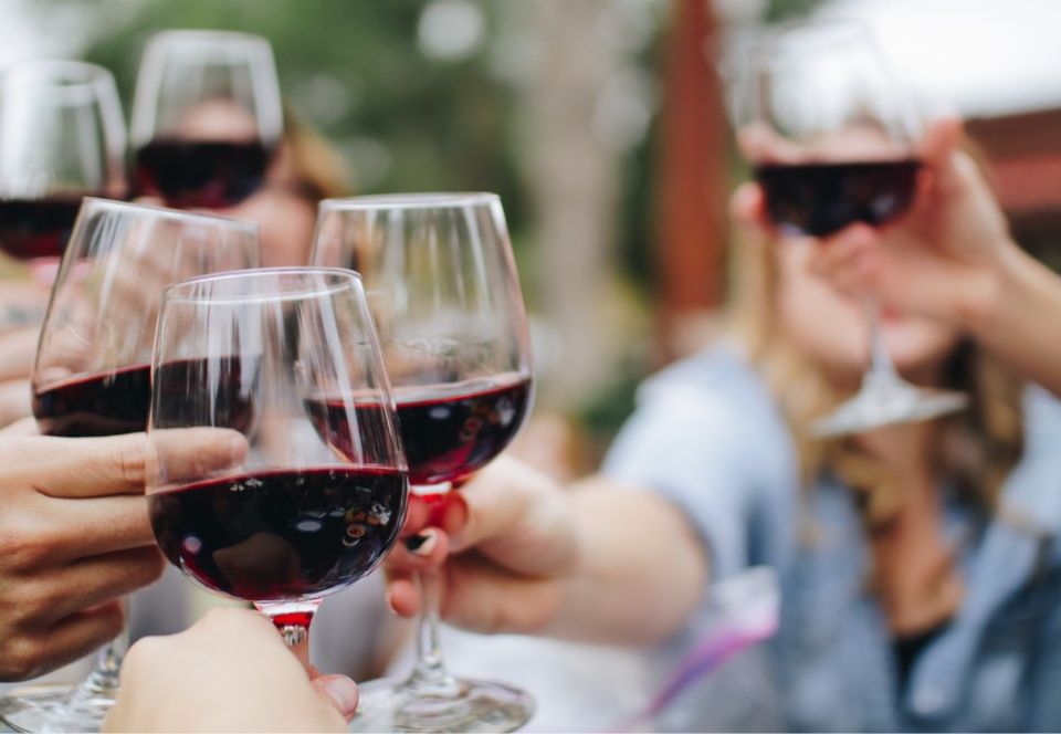 Red wine cheers friends English vineyards English Wine Red wine cheers friends English vineyards English Wine