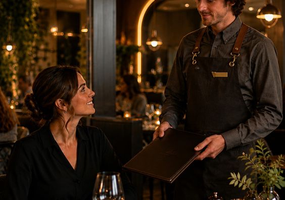 customer in a restaurant looking at the menu